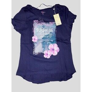 Cruise Ship Shirt Women’s Medium Short Sleeve Top T-Shirt Blue 40 42 High Low